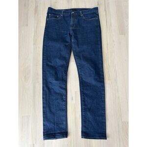 UNIQLO Blue Selvedge Jeans Straight Slim Cotton Stretch Sz 35 Mid-rise Kaihara